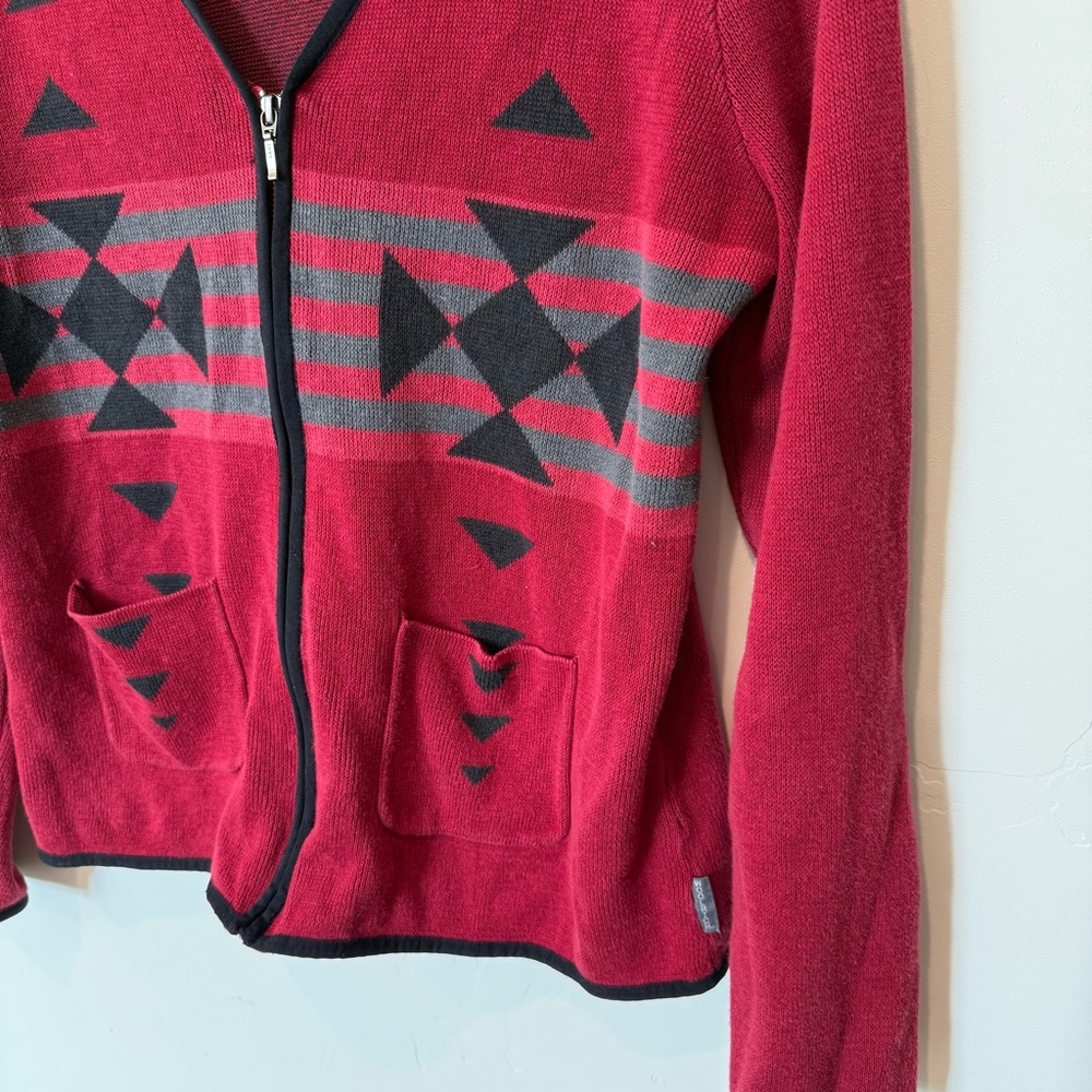 Woolrich Red Women's Cardigan Sweater Size Large Ramie Cotton Holiday Christmas - Picture 4 of 8